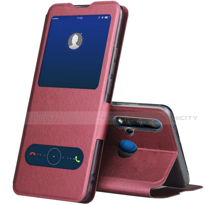 Coque Portefeuille Livre Cuir Etui Clapet T03 pour Huawei P20 Lite (2019) Vin Rouge Plus
