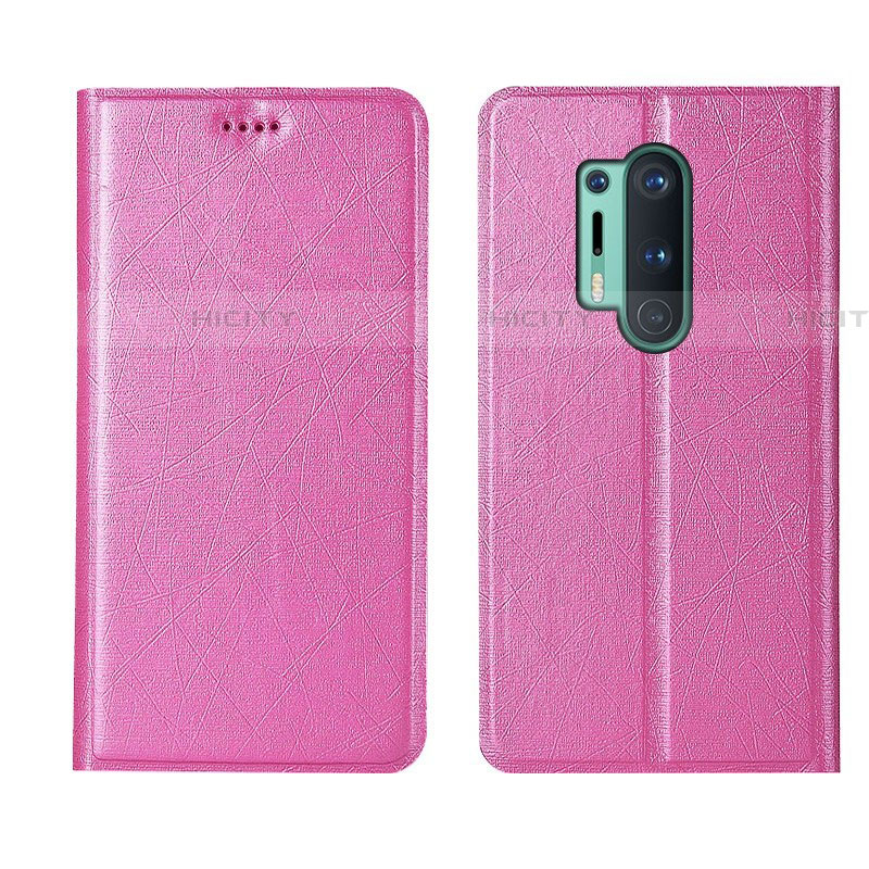 Coque Portefeuille Livre Cuir Etui Clapet T03 pour OnePlus 8 Pro Rose Plus