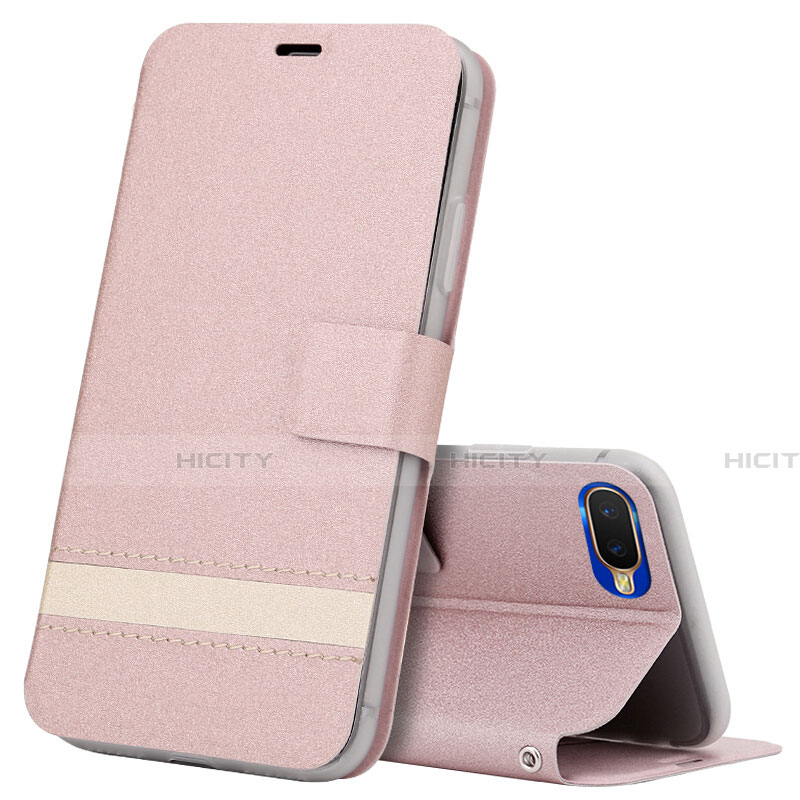 Coque Portefeuille Livre Cuir Etui Clapet T03 pour Oppo K1 Or Rose Plus