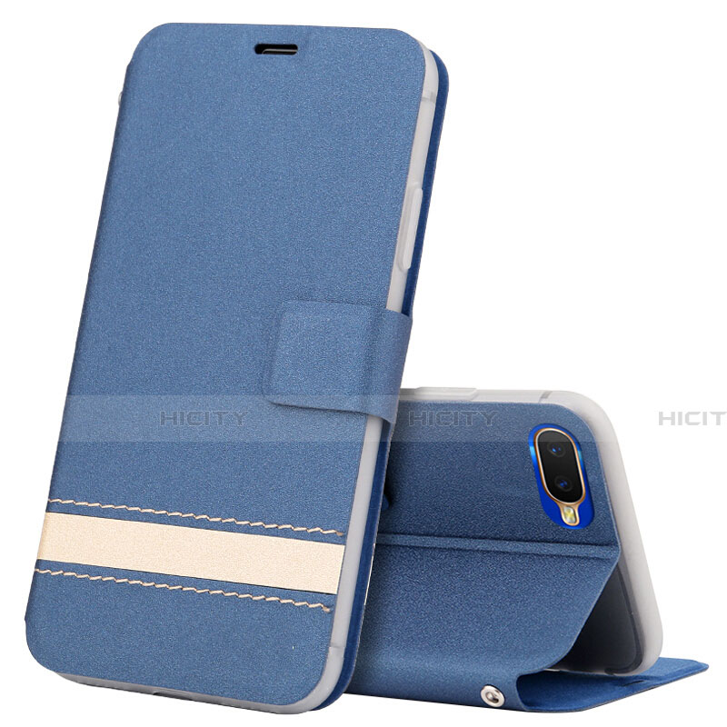 Coque Portefeuille Livre Cuir Etui Clapet T03 pour Oppo R15X Bleu Plus