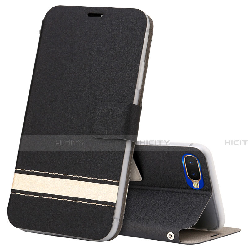 Coque Portefeuille Livre Cuir Etui Clapet T03 pour Oppo R15X Noir Plus