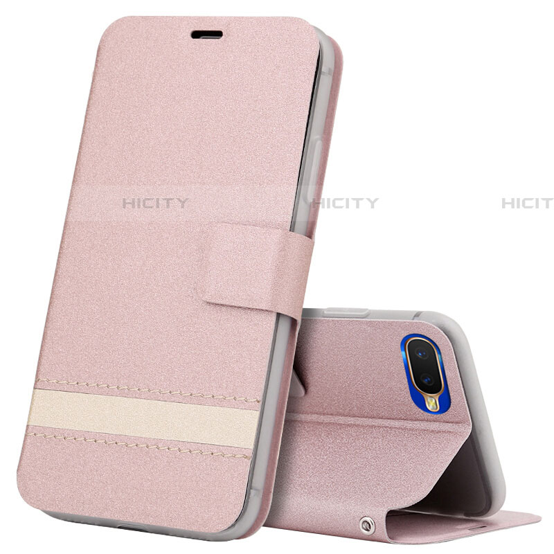 Coque Portefeuille Livre Cuir Etui Clapet T03 pour Oppo R17 Neo Or Rose Plus