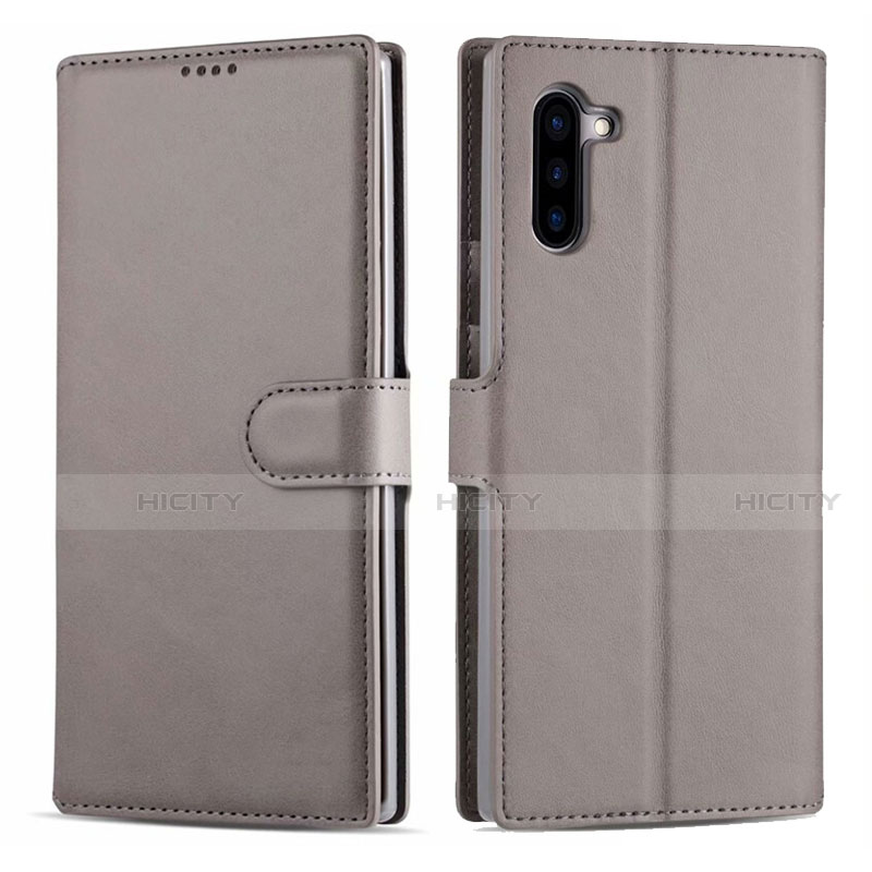 Coque Portefeuille Livre Cuir Etui Clapet T03 pour Samsung Galaxy Note 10 Gris Plus