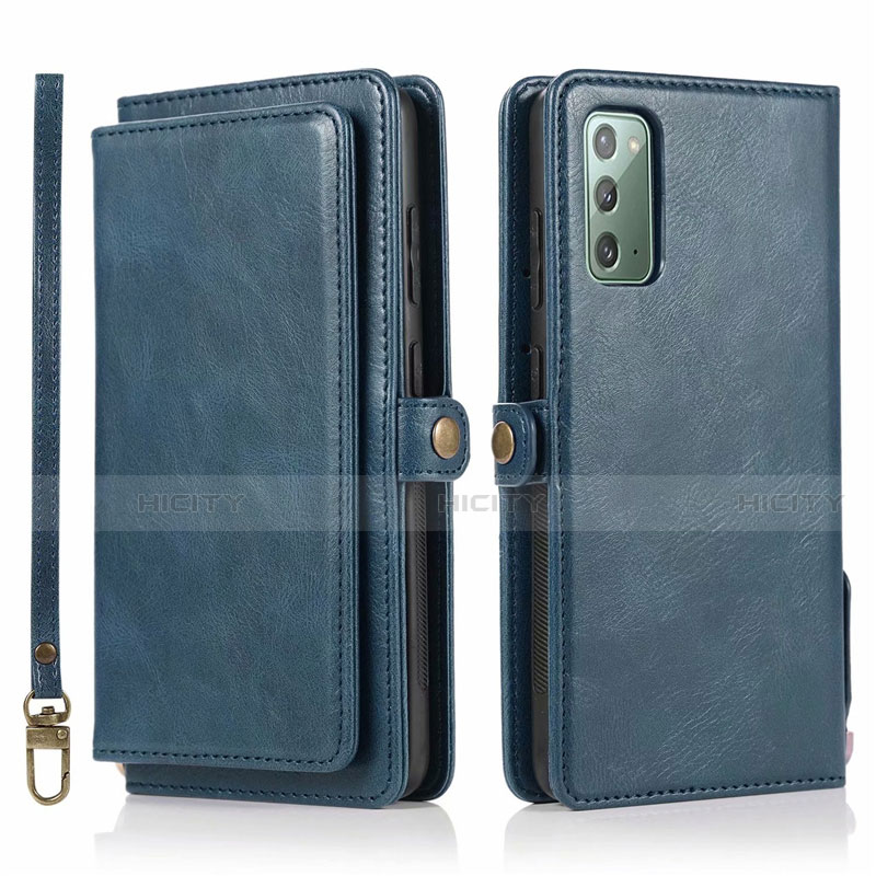 Coque Portefeuille Livre Cuir Etui Clapet T03 pour Samsung Galaxy Note 20 5G Bleu Plus