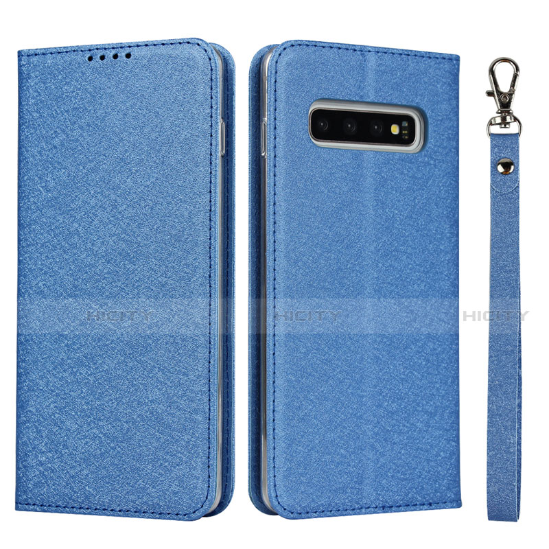 Coque Portefeuille Livre Cuir Etui Clapet T03 pour Samsung Galaxy S10 Bleu Plus