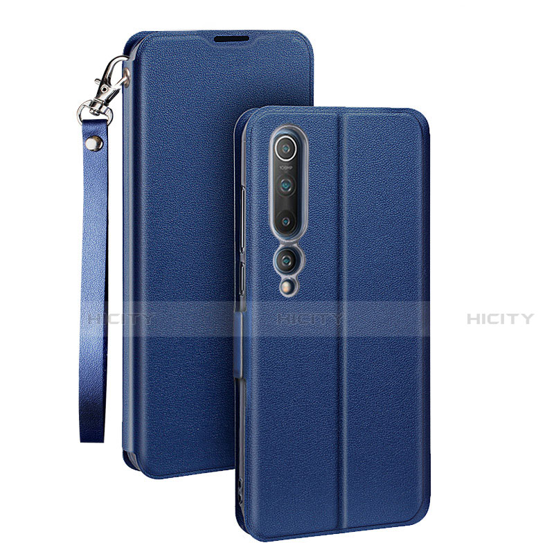 Coque Portefeuille Livre Cuir Etui Clapet T03 pour Xiaomi Mi 10 Bleu Plus