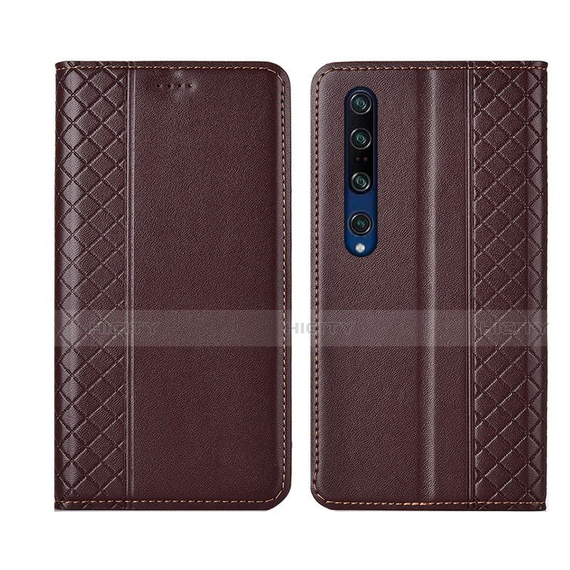 Coque Portefeuille Livre Cuir Etui Clapet T03 pour Xiaomi Mi 10 Pro Marron Plus