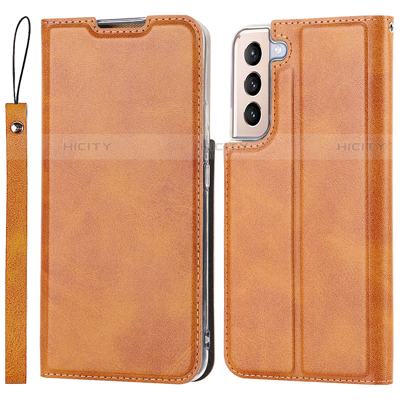 Coque Portefeuille Livre Cuir Etui Clapet T03D pour Samsung Galaxy S21 5G Marron Plus