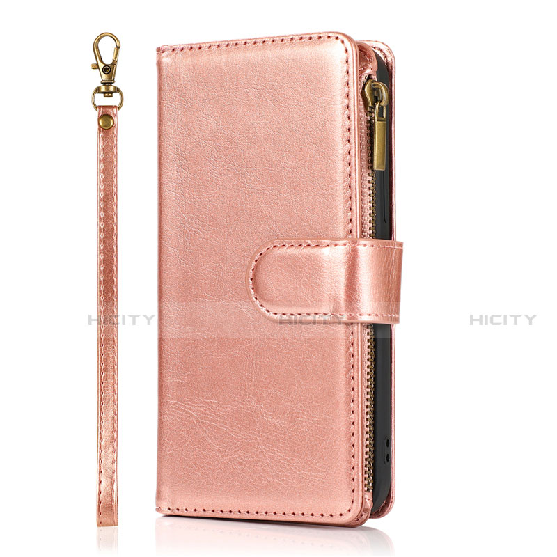 Coque Portefeuille Livre Cuir Etui Clapet T04 pour Apple iPhone 12 Or Rose Plus