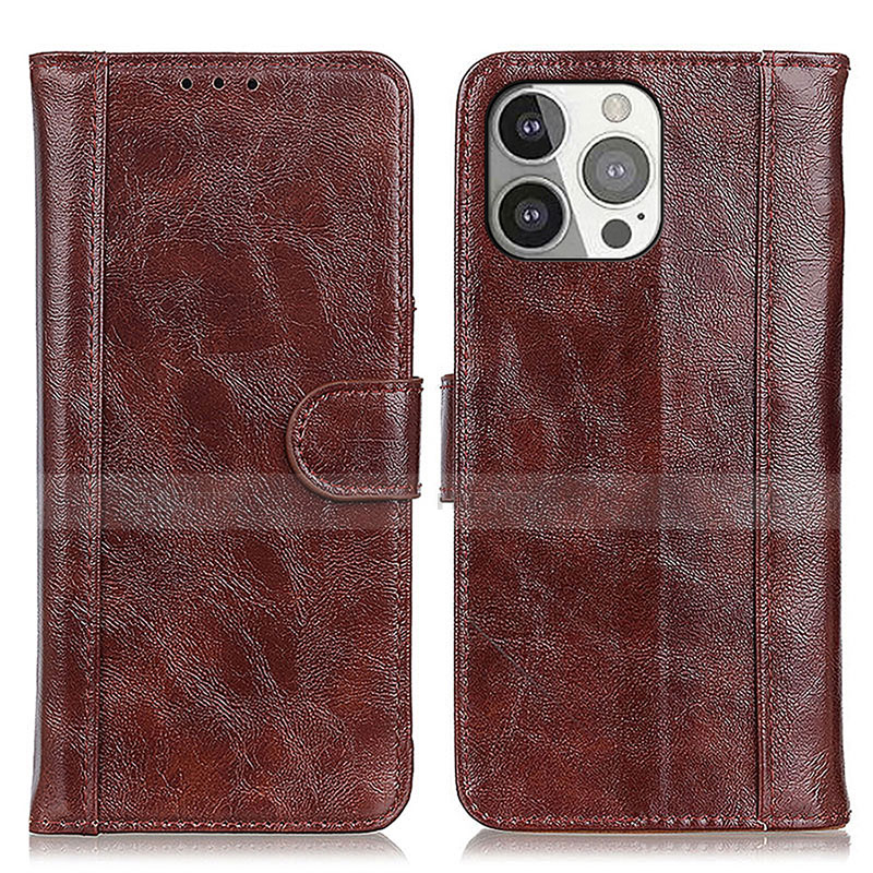 Coque Portefeuille Livre Cuir Etui Clapet T04 pour Apple iPhone 14 Pro Marron Plus