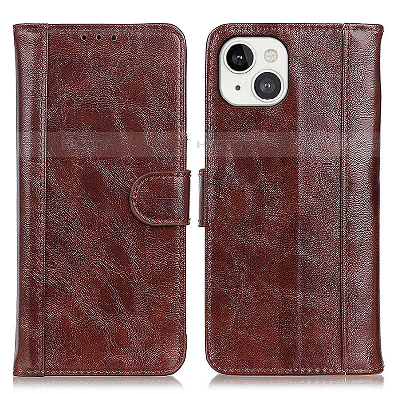 Coque Portefeuille Livre Cuir Etui Clapet T04 pour Apple iPhone 15 Marron Plus