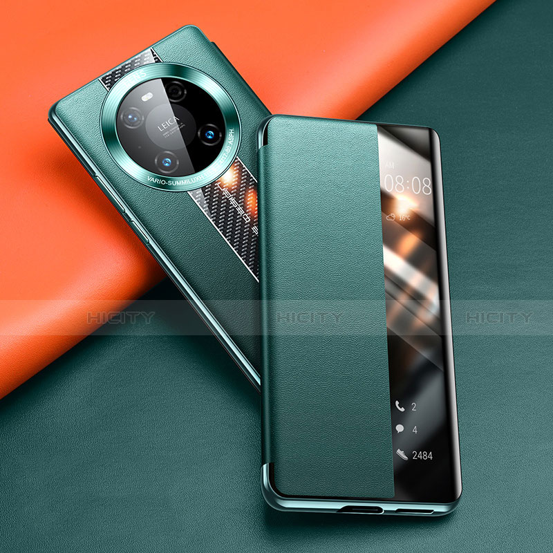 Coque Portefeuille Livre Cuir Etui Clapet T04 pour Huawei Mate 40 Pro Vert Plus