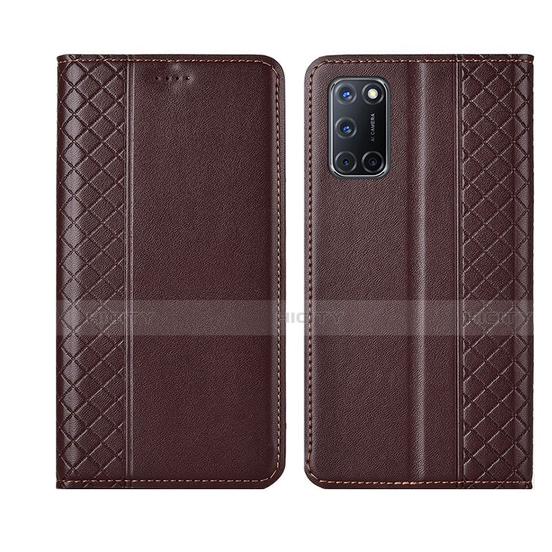 Coque Portefeuille Livre Cuir Etui Clapet T04 pour Oppo A52 Marron Plus