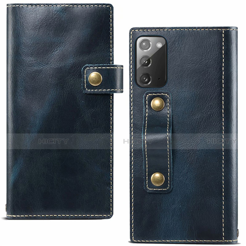 Coque Portefeuille Livre Cuir Etui Clapet T04 pour Samsung Galaxy Note 20 5G Bleu Plus