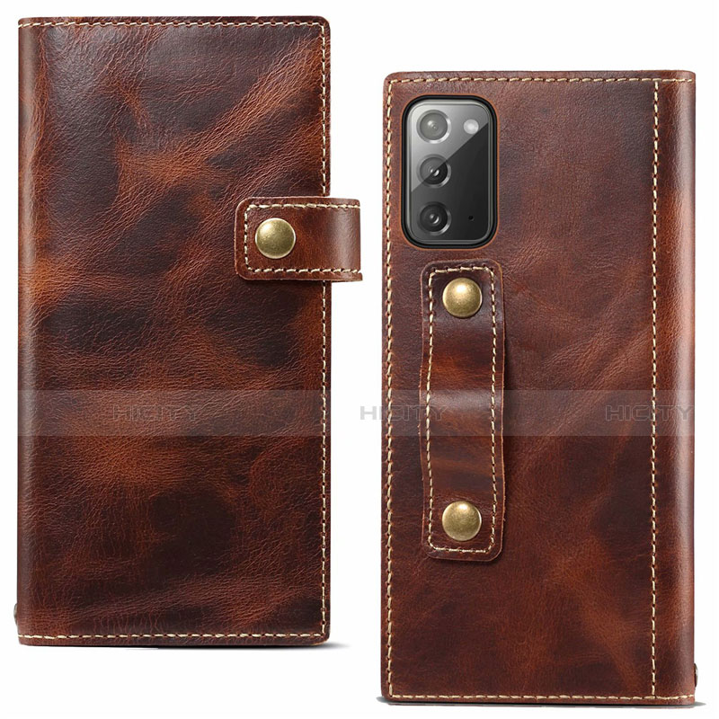 Coque Portefeuille Livre Cuir Etui Clapet T04 pour Samsung Galaxy Note 20 5G Marron Plus