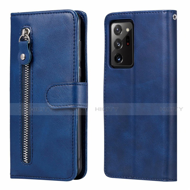 Coque Portefeuille Livre Cuir Etui Clapet T04 pour Samsung Galaxy Note 20 Ultra 5G Bleu Plus