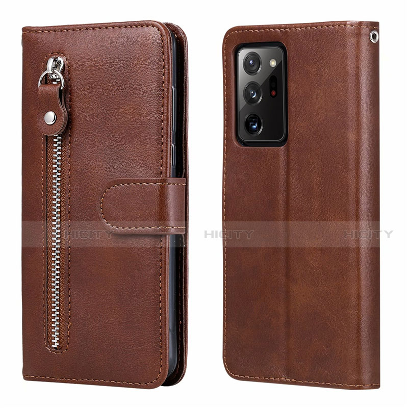 Coque Portefeuille Livre Cuir Etui Clapet T04 pour Samsung Galaxy Note 20 Ultra 5G Marron Plus