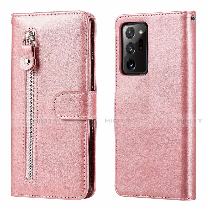 Coque Portefeuille Livre Cuir Etui Clapet T04 pour Samsung Galaxy Note 20 Ultra 5G Or Rose Plus