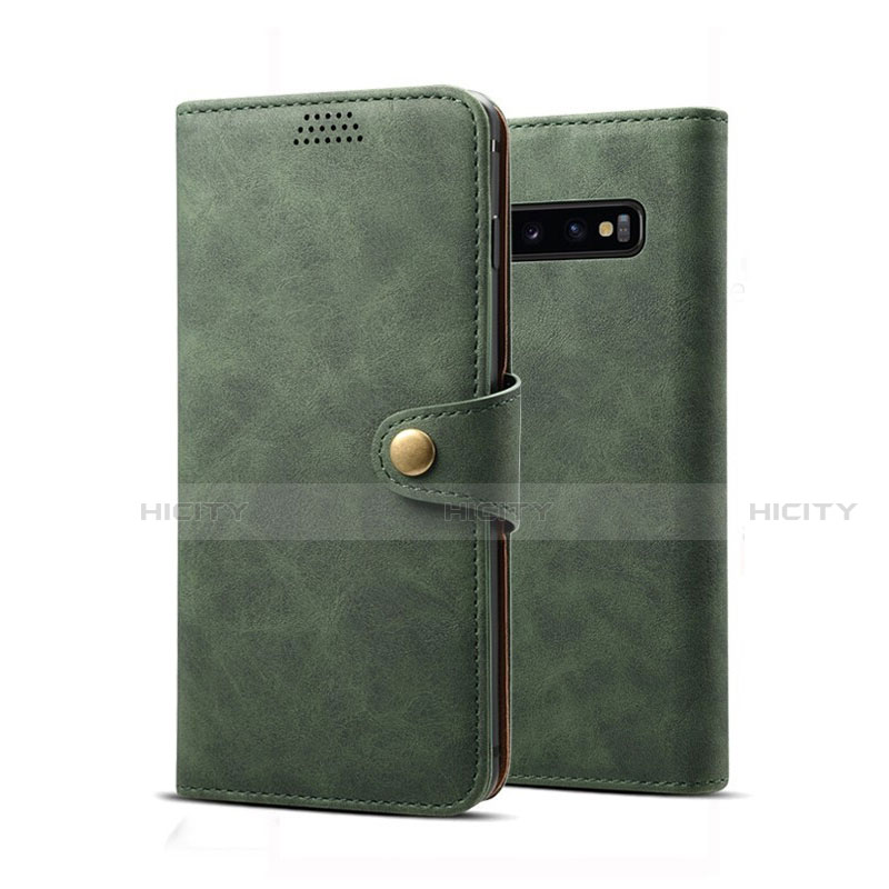 Coque Portefeuille Livre Cuir Etui Clapet T04 pour Samsung Galaxy S10 Plus Vert Plus