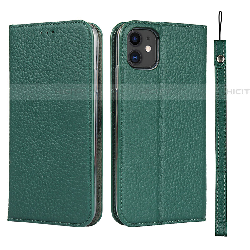 Coque Portefeuille Livre Cuir Etui Clapet T05 pour Apple iPhone 11 Vert Plus