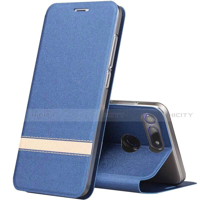 Coque Portefeuille Livre Cuir Etui Clapet T05 pour Huawei Honor V20 Bleu Plus