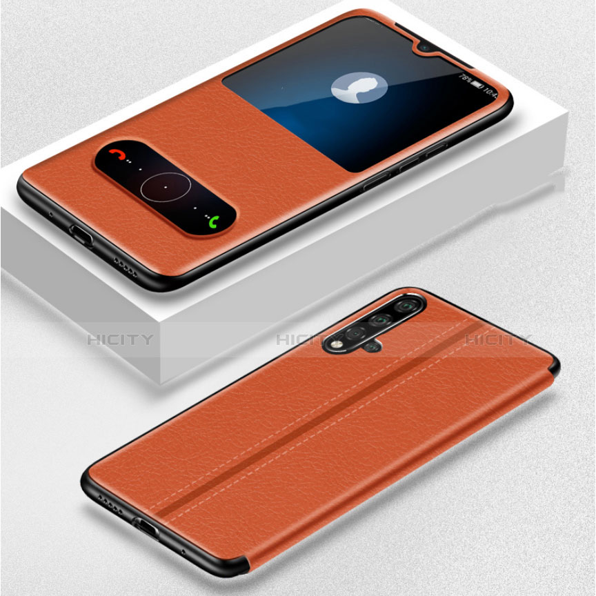 Coque Portefeuille Livre Cuir Etui Clapet T05 pour Huawei Nova 5 Pro Orange Plus