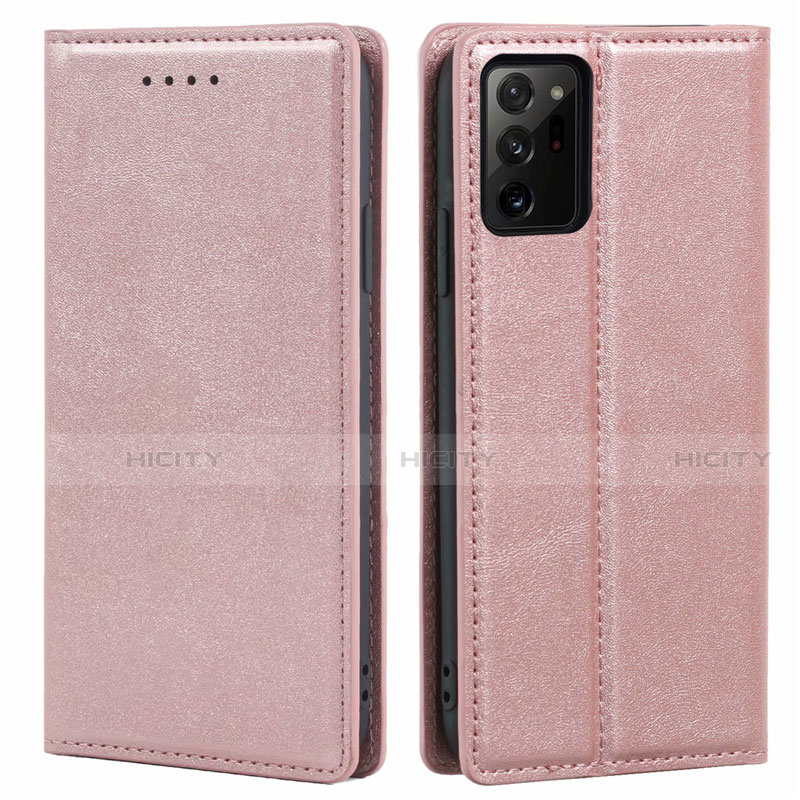 Coque Portefeuille Livre Cuir Etui Clapet T05 pour Samsung Galaxy Note 20 Ultra 5G Or Rose Plus