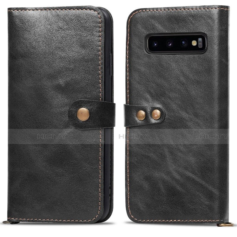 Coque Portefeuille Livre Cuir Etui Clapet T05 pour Samsung Galaxy S10 Plus Noir Plus