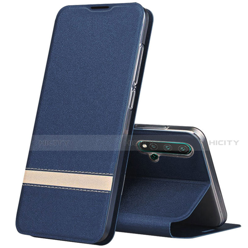 Coque Portefeuille Livre Cuir Etui Clapet T06 pour Huawei Nova 5 Pro Bleu Plus