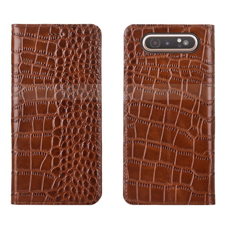 Coque Portefeuille Livre Cuir Etui Clapet T06 pour Samsung Galaxy A80 Orange Plus