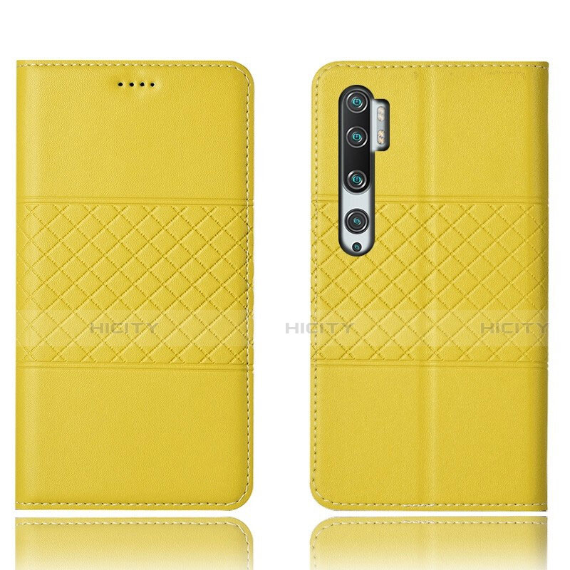 Coque Portefeuille Livre Cuir Etui Clapet T06 pour Xiaomi Mi Note 10 Pro Jaune Plus