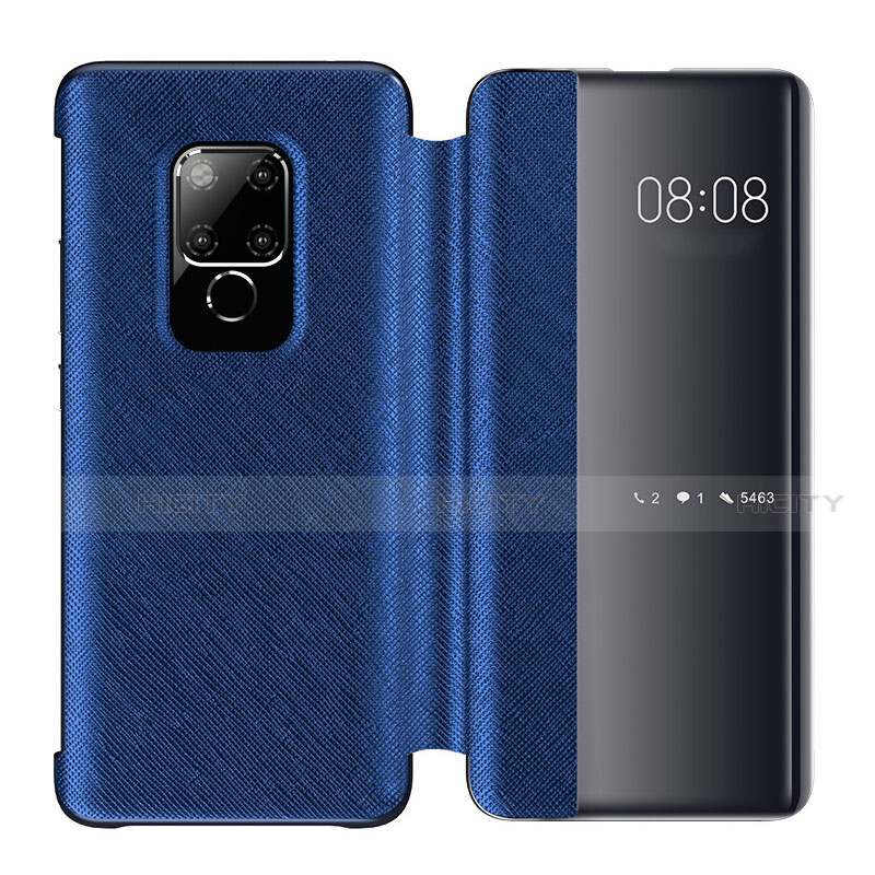 Coque Portefeuille Livre Cuir Etui Clapet T07 pour Huawei Mate 20 Bleu Plus