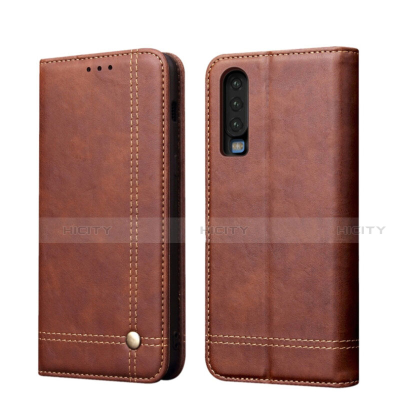 Coque Portefeuille Livre Cuir Etui Clapet T07 pour Huawei P30 Marron Plus