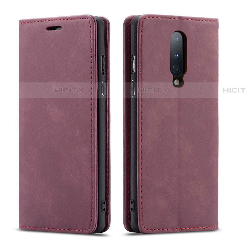 Coque Portefeuille Livre Cuir Etui Clapet T07 pour OnePlus 8 Vin Rouge Plus