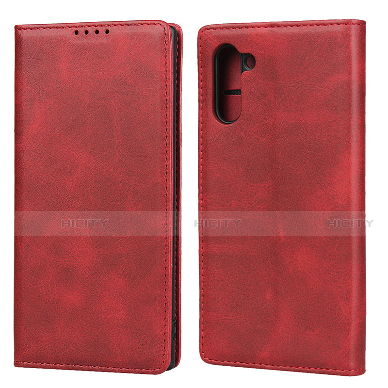 Coque Portefeuille Livre Cuir Etui Clapet T07 pour Samsung Galaxy Note 10 5G Rouge Plus