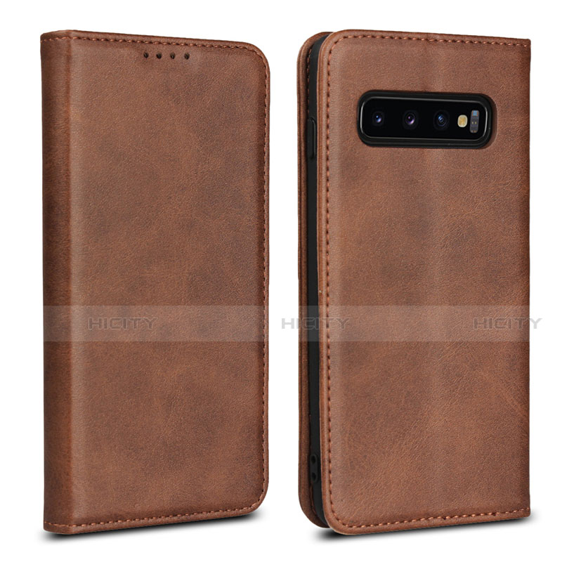 Coque Portefeuille Livre Cuir Etui Clapet T07 pour Samsung Galaxy S10 5G Marron Plus