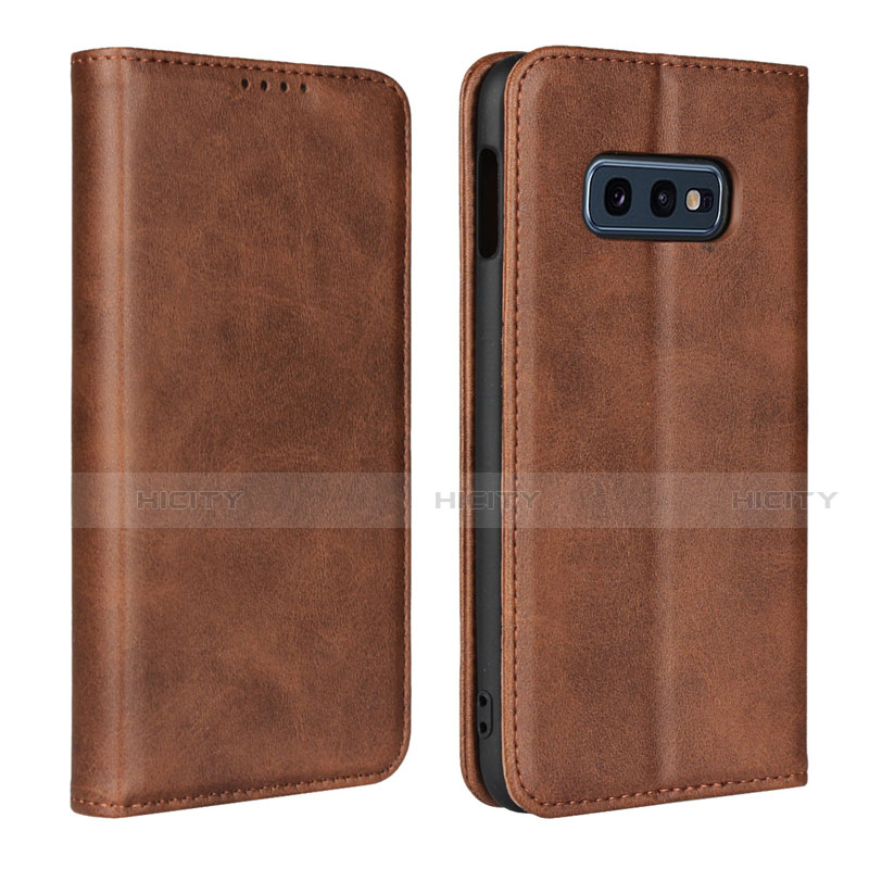 Coque Portefeuille Livre Cuir Etui Clapet T07 pour Samsung Galaxy S10e Marron Plus