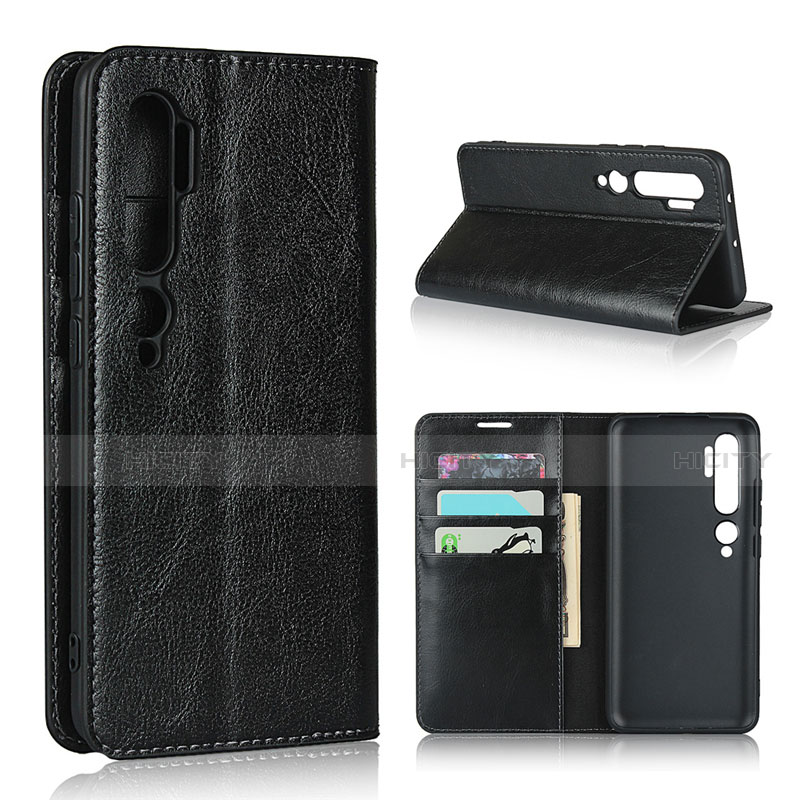 Coque Portefeuille Livre Cuir Etui Clapet T07 pour Xiaomi Mi Note 10 Pro Noir Plus