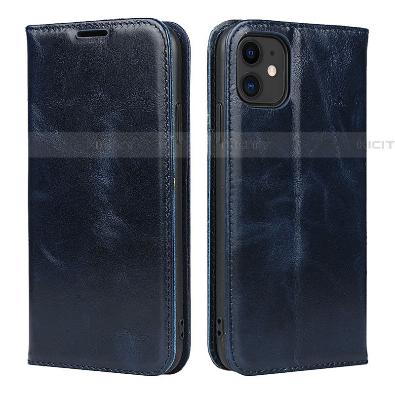 Coque Portefeuille Livre Cuir Etui Clapet T08 pour Apple iPhone 11 Bleu Plus