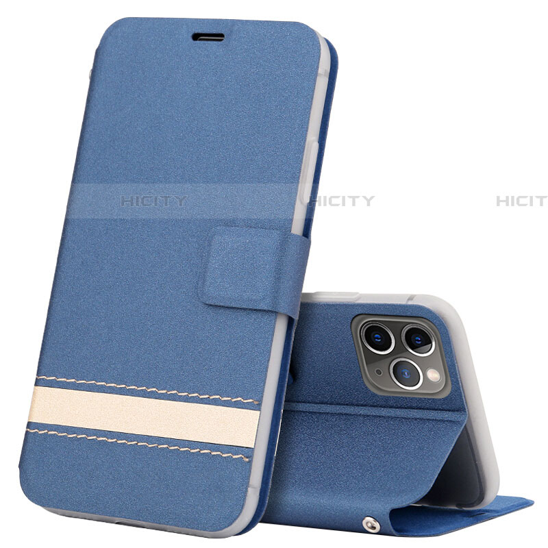 Coque Portefeuille Livre Cuir Etui Clapet T08 pour Apple iPhone 11 Pro Max Bleu Plus