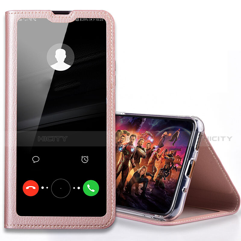 Coque Portefeuille Livre Cuir Etui Clapet T08 pour Huawei Honor 20 Lite Or Rose Plus