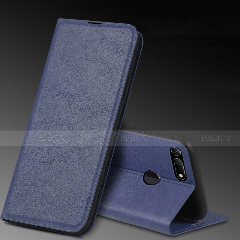 Coque Portefeuille Livre Cuir Etui Clapet T08 pour Huawei Honor View 20 Bleu Plus