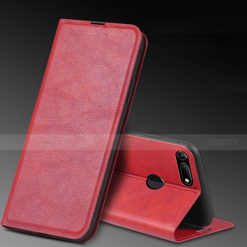 Coque Portefeuille Livre Cuir Etui Clapet T08 pour Huawei Honor View 20 Rouge Plus
