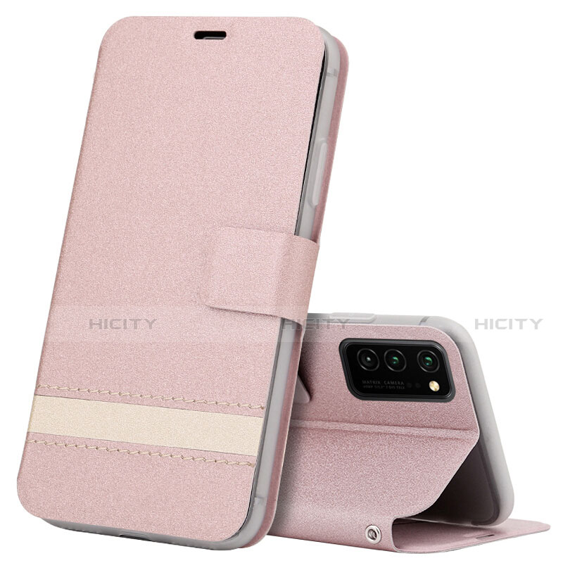 Coque Portefeuille Livre Cuir Etui Clapet T08 pour Huawei Honor View 30 Pro 5G Or Rose Plus