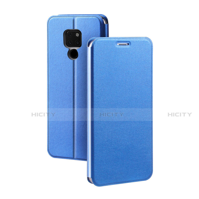 Coque Portefeuille Livre Cuir Etui Clapet T08 pour Huawei Mate 20 Bleu Plus