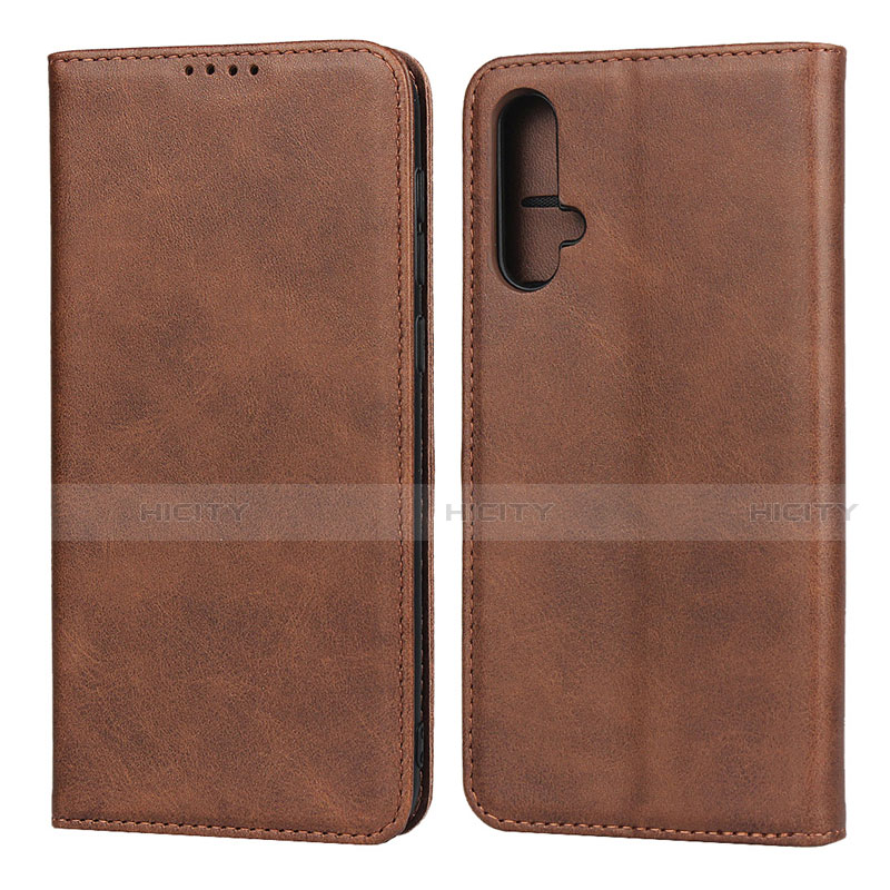 Coque Portefeuille Livre Cuir Etui Clapet T08 pour Huawei Nova 5 Pro Marron Plus