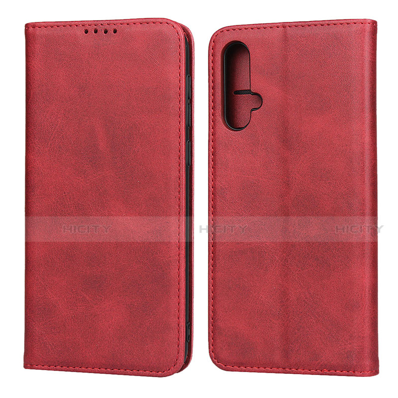 Coque Portefeuille Livre Cuir Etui Clapet T08 pour Huawei Nova 5 Pro Rouge Plus