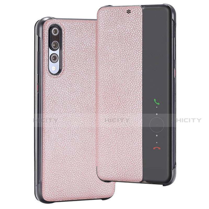 Coque Portefeuille Livre Cuir Etui Clapet T08 pour Huawei P20 Pro Or Rose Plus