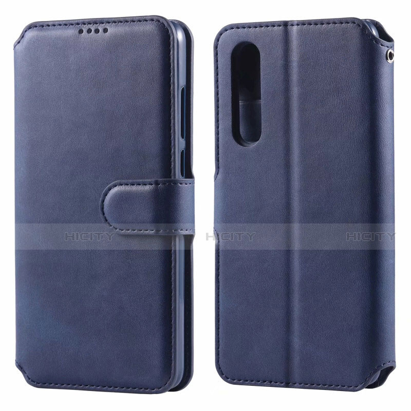 Coque Portefeuille Livre Cuir Etui Clapet T08 pour Huawei P30 Bleu Plus