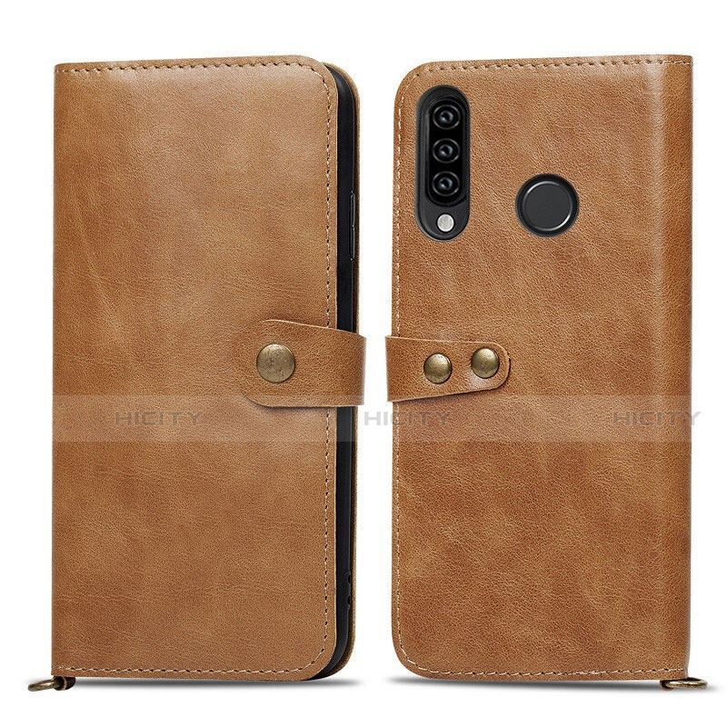 Coque Portefeuille Livre Cuir Etui Clapet T08 pour Huawei P30 Lite New Edition Orange Plus